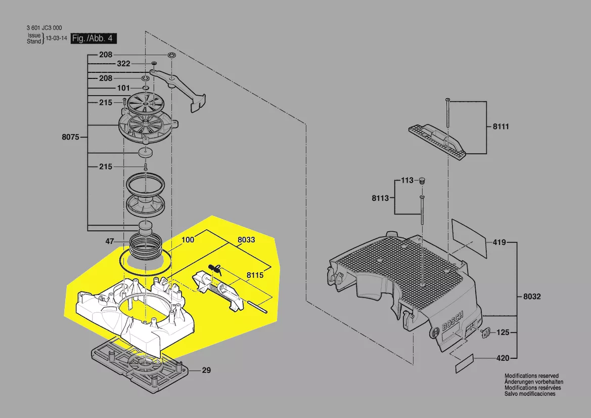 couvercle dispositif nettoyage filtre réf. 2 609 200 391 Bosch